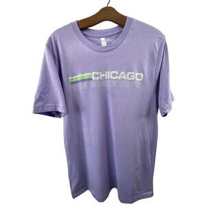 Chicago The Windy City T-Shirt Size Large Crewneck Short Sleeve Purple Cotton